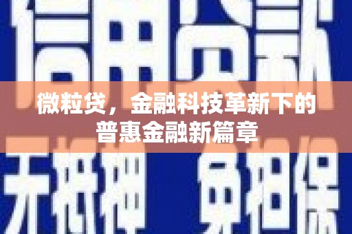 车城微粒贷，金融科技革新下的普惠金融新篇章