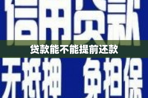 咸丰贷款能不能提前还款