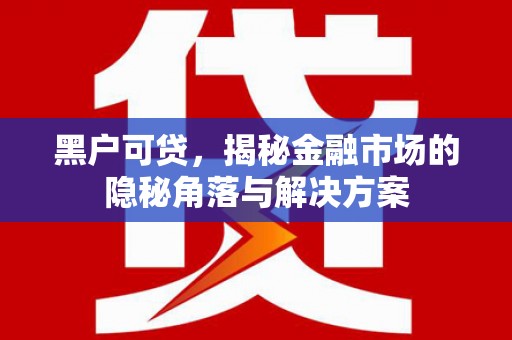 杏花岭黑户可贷，揭秘金融市场的隐秘角落与解决方案