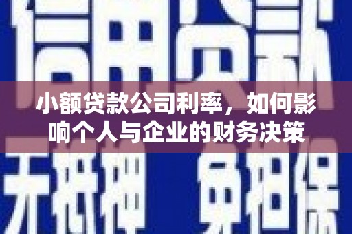 浑源小额贷款公司利率，如何影响个人与企业的财务决策